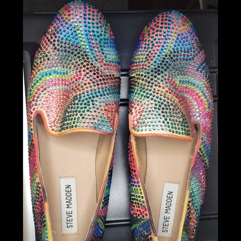 Steve Madden Concord Multi Colored Stone Flats Shoes Loafer Women Conncord